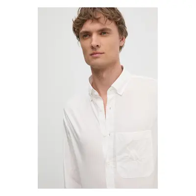 Bavlněná košile Armani Exchange bílá barva, regular, s límečkem button-down, 6DZC21 ZN2VZ