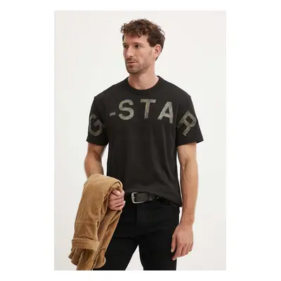 Bavlněné tričko G-Star Raw černá barva, s aplikací, D25533-C336