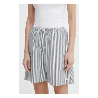 Bavlněné šortky By Malene Birger tmavomodrá barva, vzorované, high waist