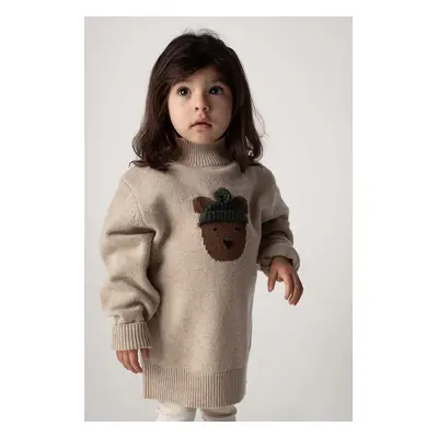 Dětský vlněný svetr Donsje Denn Merino Wool Sweater Bear béžová barva, 4083501