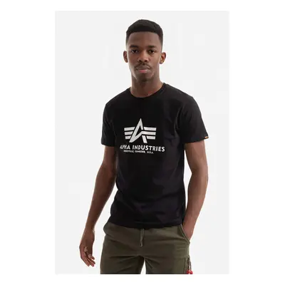 Bavlněné tričko Alpha Industries Basic T-Shirt černá barva, s potiskem, 100501.03