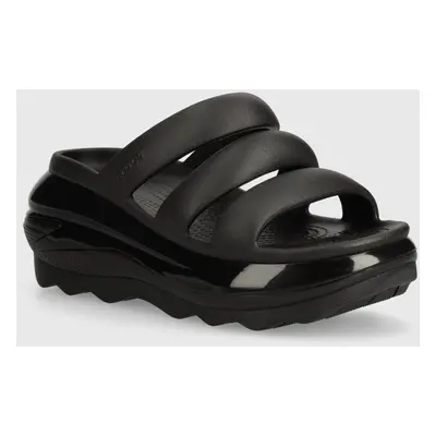 Pantofle Crocs Mega Crush Triple Strap dámské, černá barva, na platformě, 209842