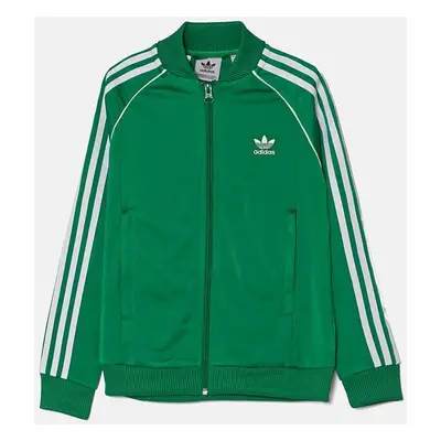 Dětská mikina adidas Originals SST TRACK TOP zelená barva, s aplikací, IY7458