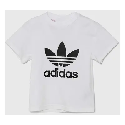 Dětské bavlněné tričko adidas Originals TREFOIL TEE bílá barva, s potiskem, JE0518