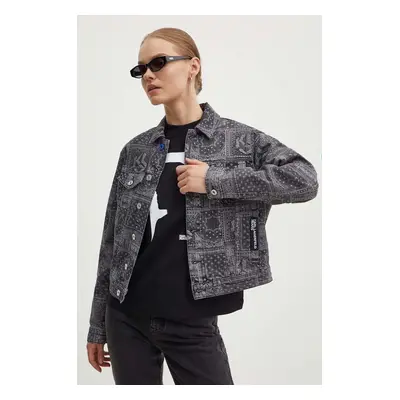 Džínová bunda Karl Lagerfeld Jeans dámská, černá barva, přechodná, 245J1402