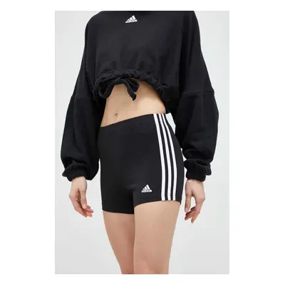 Kraťasy adidas dámské, černá barva, vzorované, high waist