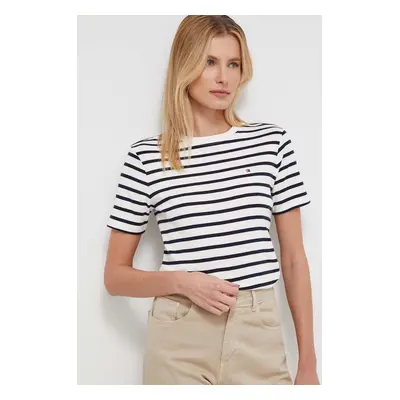 Bavlněné tričko Tommy Hilfiger béžová barva, WW0WW40587