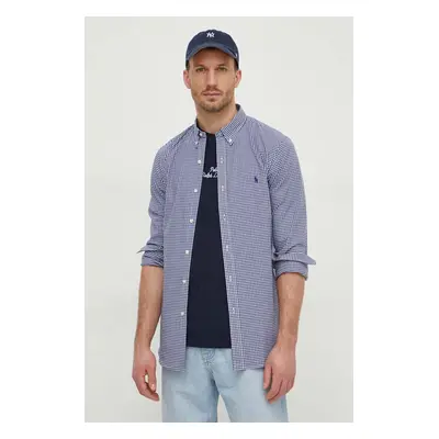 Košile Polo Ralph Lauren pánská, tmavomodrá barva, slim, s límečkem button-down, 710929345