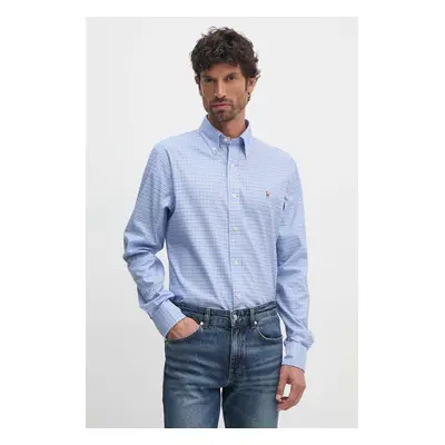 Bavlněná košile Polo Ralph Lauren modrá barva, regular, s límečkem button-down, 712954617