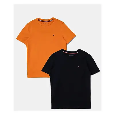 Dětské bavlněné tričko Tommy Hilfiger 2-pack oranžová barva, UB0UB00310