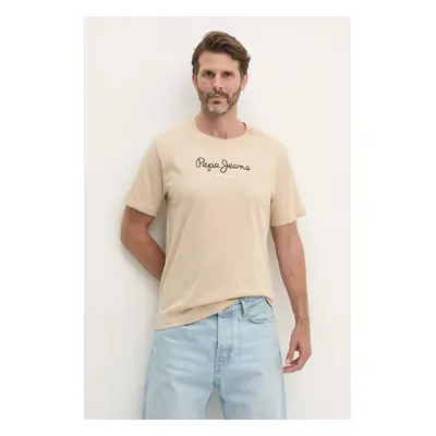 Bavlněné tričko Pepe Jeans Eggo béžová barva, s potiskem, PM508208