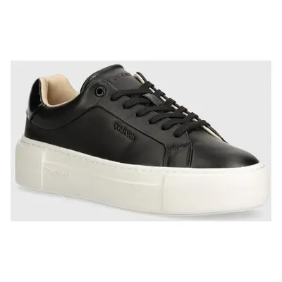 Kožené sneakers boty Calvin Klein FF CUPSOLE LACE UP W/ML LTH černá barva, HW0HW02118