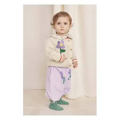 Dětský bavlněný kardigan Bobo Choses Pansy Flower bílá barva, 224AB089