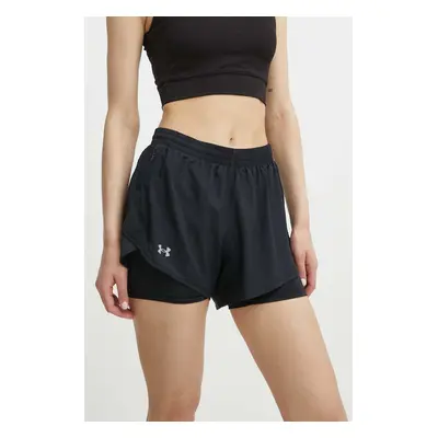 Běžecké šortky Under Armour Fly By černá barva, high waist