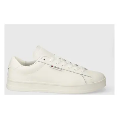 Kožené sneakers boty Tommy Jeans TJM LEATHER LOW CUPSOLE bílá barva, EM0EM01374