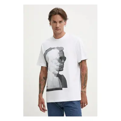 Bavlněné tričko Karl Lagerfeld Jeans bílá barva, s potiskem, 246D1705