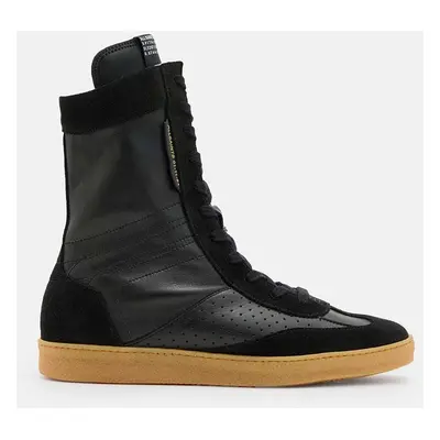 Kožené kotníkové boty AllSaints Louise High Top dámské, černá barva, na plochém podpatku, W070FB