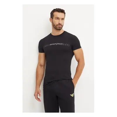 Tričko Emporio Armani Underwear černá barva, s potiskem, 111035 4F729