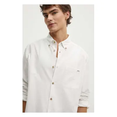 Bavlněná košile A.P.C. Chemise Mateo Logo bílá barva, relaxed, s límečkem button-down, COHAH.H12