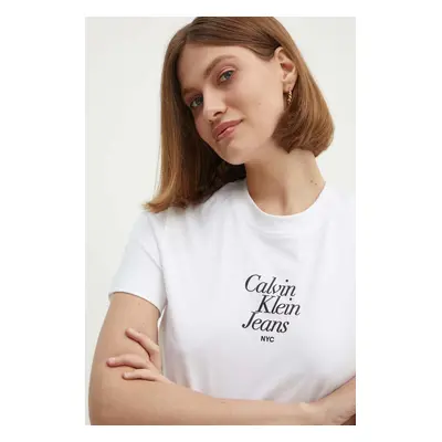 Bavlněné tričko Calvin Klein Jeans bílá barva, J20J224890