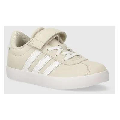 Dětské semišové sneakers boty adidas VL COURT 3.0 EL C béžová barva