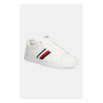 Sneakers boty Tommy Hilfiger ICON COURT LTH STRIPES bílá barva, FM0FM05163