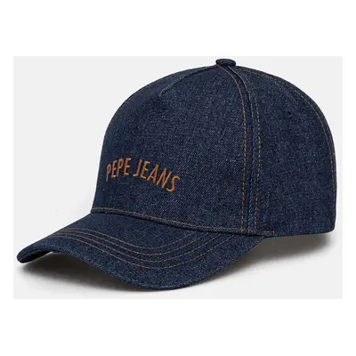 Džínová baseballová čepice Pepe Jeans WALDA CAP tmavomodrá barva, s aplikací, PL040356