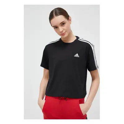 Bavlněné tričko adidas černá barva