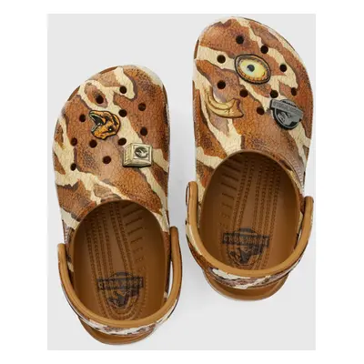 Dětské pantofle Crocs JURASSIC WORLD CLASSIC CLOG hnědá barva