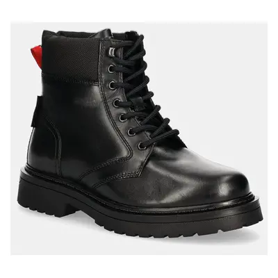 Kotníkové boty Tommy Jeans TJM LACE UP BOOT pánské, černá barva, EM0EM01446