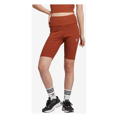 Kraťasy adidas Originals dámské, hnědá barva, hladké, high waist