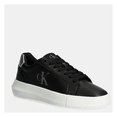 Kožené sneakers boty Calvin Klein Jeans CHUNKY CUPSOLE LACEUP LTH černá barva, YW0YW01687