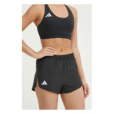 Běžecké šortky adidas Performance Adizero Essentials černá barva, high waist, IN8707