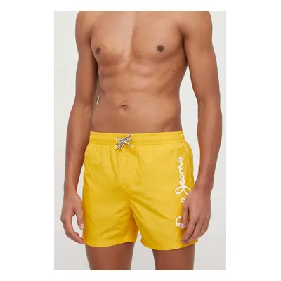 Plavkové šortky Pepe Jeans LOGO SWIMSHORT žlutá barva, PMB10393