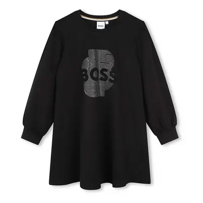 Dívčí šaty BOSS černá barva, mini, oversize, J51108