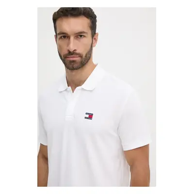 Bavlněné polo tričko Tommy Jeans bílá barva, DM0DM18314