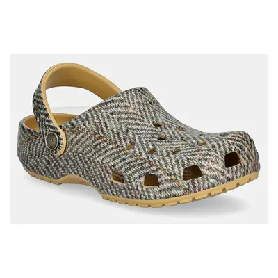 Pantofle Crocs Crocsclassic Tweed Clog dámské, béžová barva, 210403