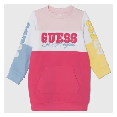 Dětské bavlněné šaty Guess růžová barva, mini, K4YK03 KA6R3