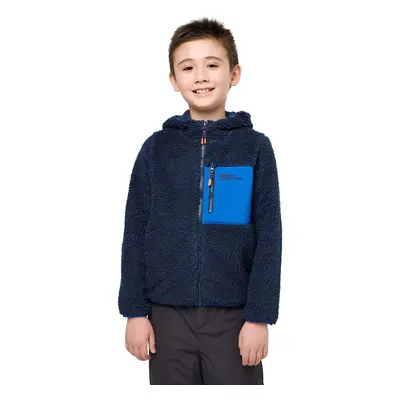 Dětská mikina Jack Wolfskin ICE CURL HOOD tmavomodrá barva, s kapucí, hladká