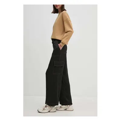 Kalhoty Dkny dámské, černá barva, jednoduché, high waist, P4EKTX51