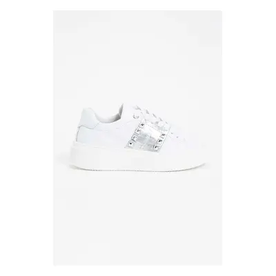 Dětské kožené sneakers boty Twinset bílá barva, 242GCJ018