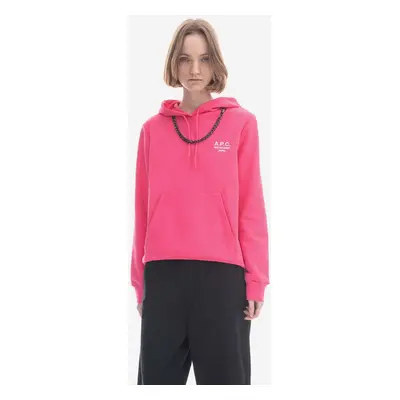 Bavlněná mikina A.P.C. Hoodie Manuela dámská, růžová barva, s kapucí, aplikací, COEZD-F27760 BRI