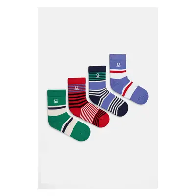 Dětské ponožky United Colors of Benetton 4-pack zelená barva, 6AO30703P