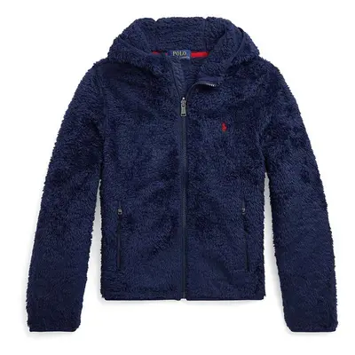 Dětská mikina Polo Ralph Lauren tmavomodrá barva, s kapucí, hladká, 323916335002