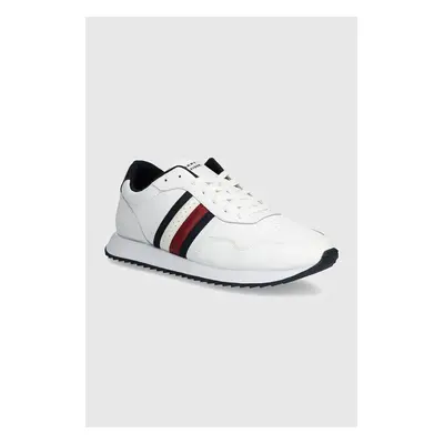 Kožené sneakers boty Tommy Hilfiger RUNNER EVO LTH MIX ESS bílá barva, FM0FM05121