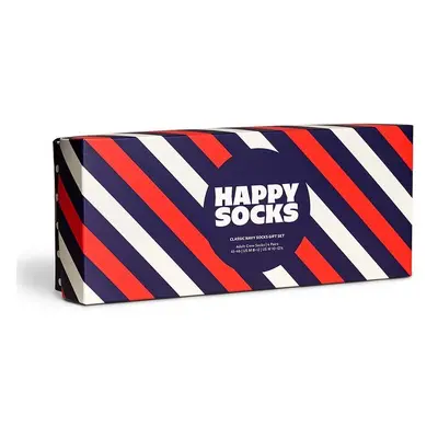 Ponožky Happy Socks 4-pack pánské, tmavomodrá barva