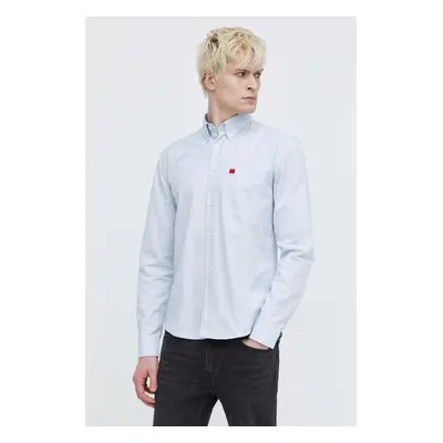 Bavlněná košile HUGO slim, s límečkem button-down, 50479302