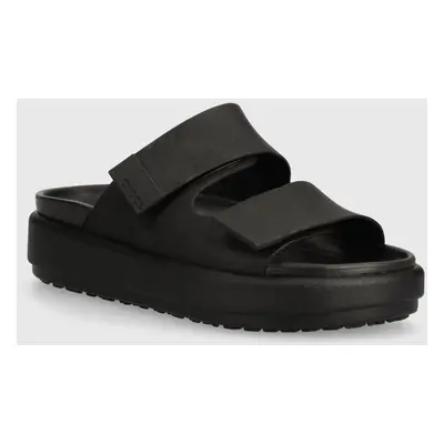 Pantofle Crocs Brooklyn Luxe Sandal dámské, černá barva, na platformě, 209586.060