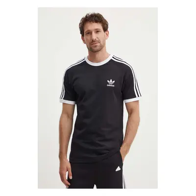 Bavlněné tričko adidas Originals Adicolor 3-Stripes černá barva, IA4845