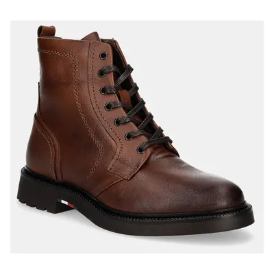 Kožené boty Tommy Hilfiger HILFIGER COMFORT LWT LTH BOOT pánské, hnědá barva, FM0FM05183